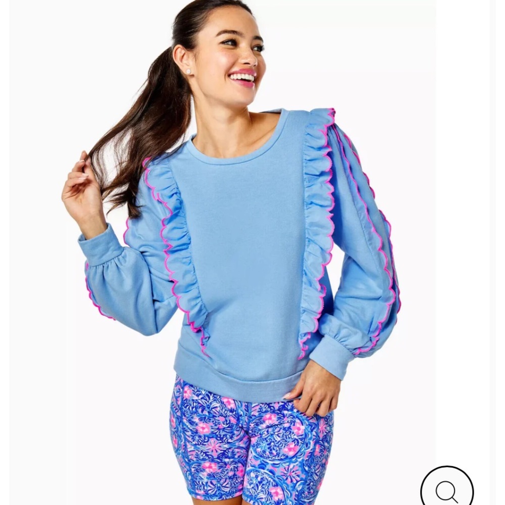 Lilly Pulitzer Suzy Scalloped Sweatshirt Pullover Top xS